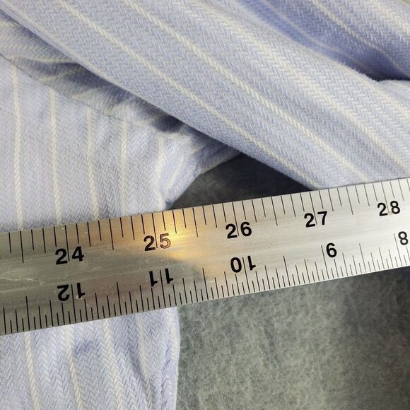 Neiman Marcus Shirt Mens Sz 17 34/35 Blue Striped 100% Cotton Dress Button Up - Picture 7 of 9